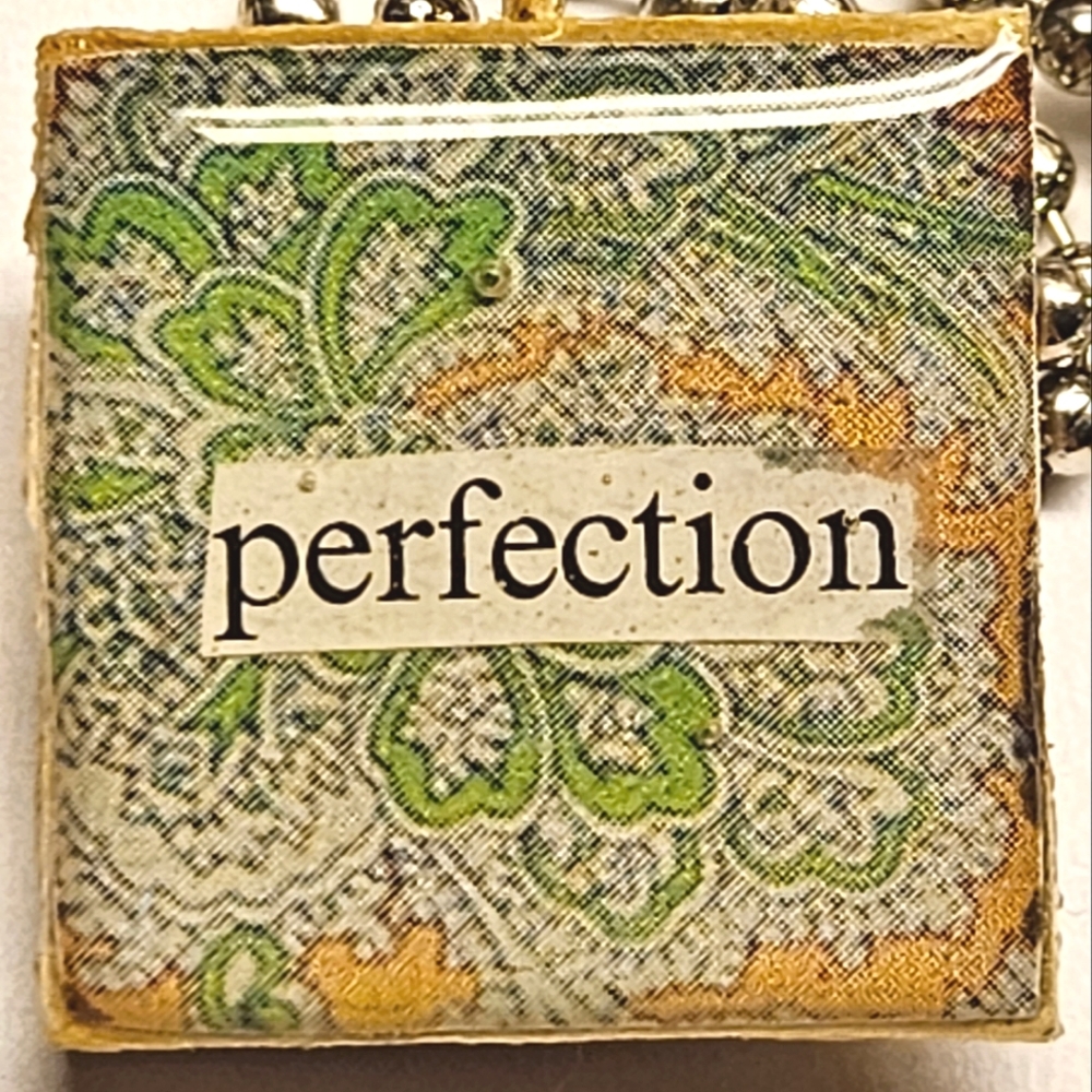 Perfection Orange and Green Tile Pendant Necklace - Picture 2 of 3
